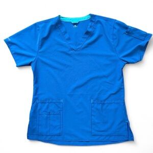 CARHARTT blue scrub top with pockets. EUC, size Medium. (1245)  #medical #scrubs